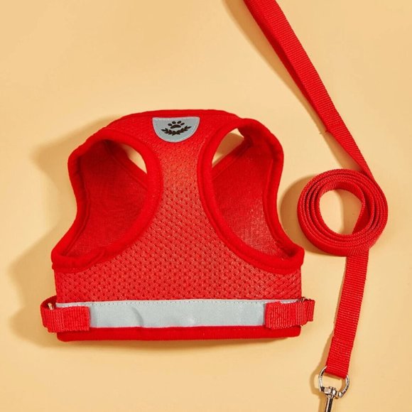 Pet harness with leash Red or Black All Sizes with Reflectors New - Picture 10 of 10